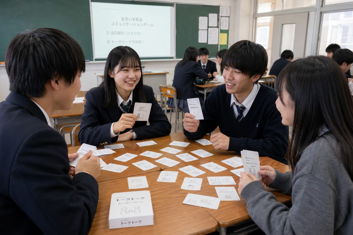学校・ゼミ・部活で輪になって話す学生